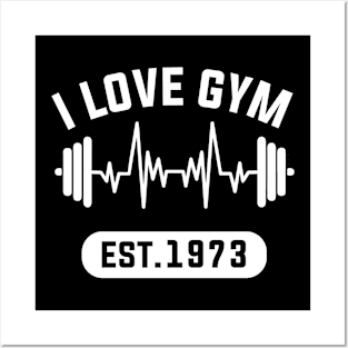 Funny Workout Gifts Heart Rate Design I Love Gym EST 1973 Posters and Art